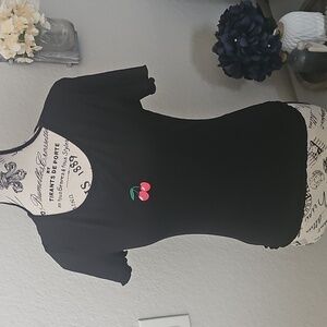 Chic Black Cherry Embroidered Tee